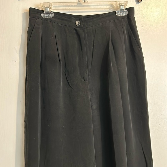 VINTAGE Christie & Jill Silk Black pleated baggy Pants size 12 - Picture 1 of 7
